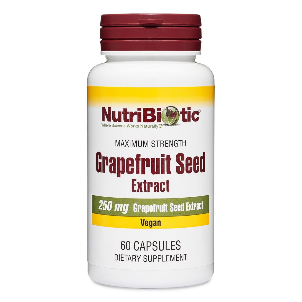 NutriBiotic – Grapefruit Seed Extract capsules 250 mg, 60 Conteo - Fuerza máxima con Bioflavonoides