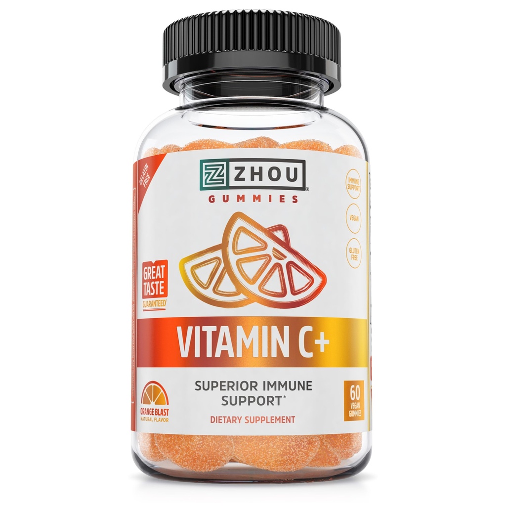 Zhou Vitamina C+ Gummies - Vitamina C Gummies para Adultos y Niños, 270 mg por Gummy con Bioflavinoids y Acerola para Immune Support - 60 Gummies Vegan