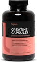 LEGION Suplemento de Monohidratos de Creatina Micronizada - Polvo de Creatina Limpio para la ganancia muscular " Recuperación de Post Workout - Suplemento de Creatina Micronizada para la absorción máxima (30 Servimientos, cápsulas)