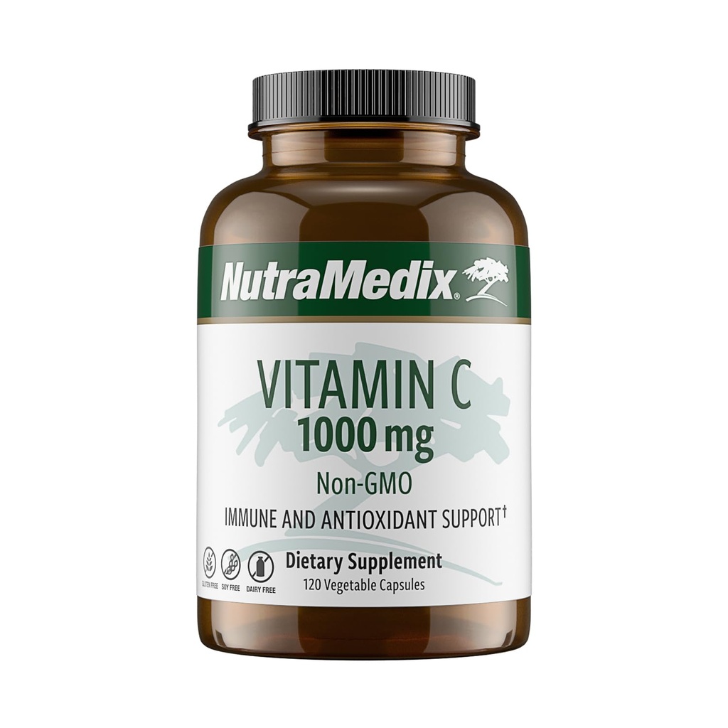 NutraMedix Vitamin C 1000mg - Antioxidants Supplement for Immune Support & Heart Health - Vitamin C from Ascorbic Acid - Vegan, Non-GMO (120 Vegetarian Capsules)