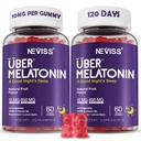 Melatonin Gummies 10mg 20mg para adultos, Melatonina 10 mg por Gummy con Ashwagandha, Magnesium Glycinate, GABA, L-theanine, Valerian Root & Lemon Balm, Rest Support Suplemento, Grape Flavor, 2-Pack
