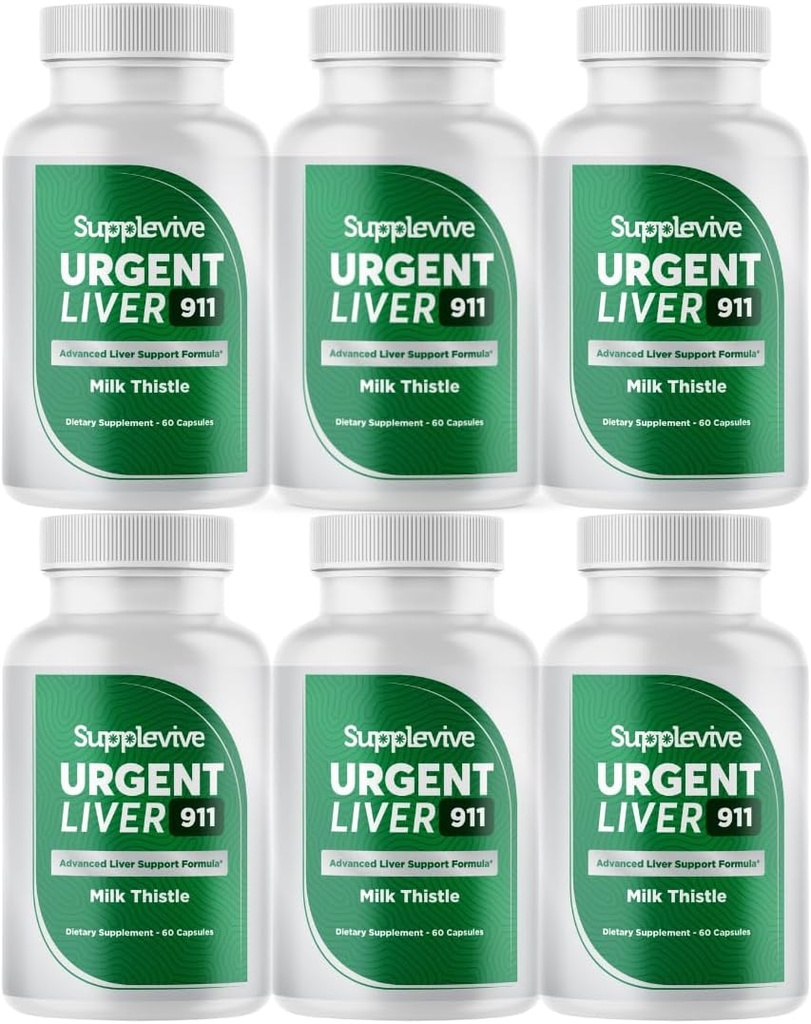 Urgent Liver 911 Herbal Liver Support Suplemento Liver Cleanse Detox & Repair Formula with Milk Thistle Silymarin Dandelion Root and Artichoke Extract for Liver Health, 60 Capsules (6)