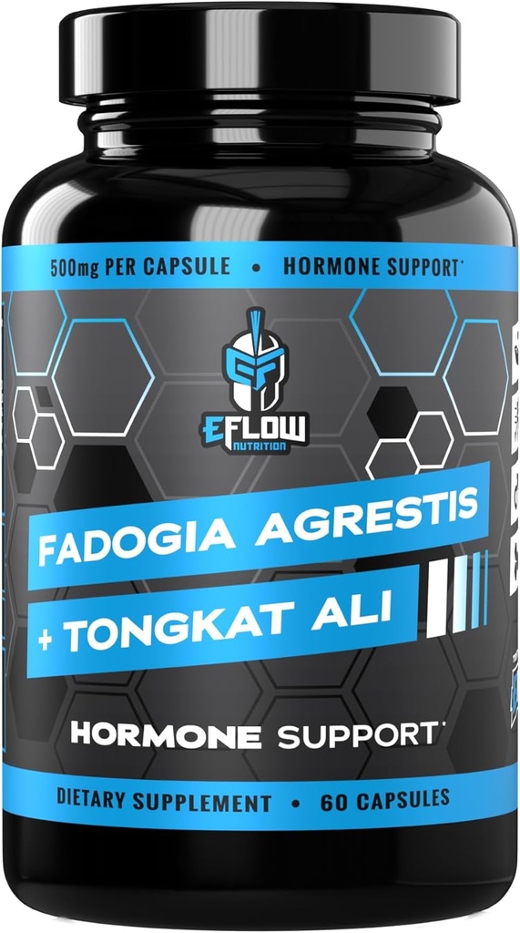 eFlow Nutrition Fadogia Agrestis + Tongkat Ali - [2-en-1] Suplemento de Rendimiento Natural para la Salud y Bienestar - Hormona, Energía, & Soporte de Mood - Extract Powder (60 cápsulas)