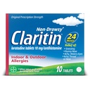 Claritin 24 HR Medicina de la alergia no somnolienta, tabletas de antihistamínico de Loratadina, 10 Ct