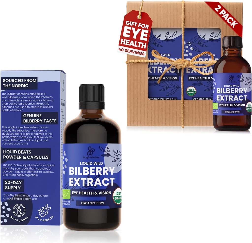 Wild Bilberry Extracto 3x3.4oz Botella de mora líquida Anthocyanin Suplemento de arándanos europeos libre de alcohol para ojos Alta biodisponibilidad Extracto líquido