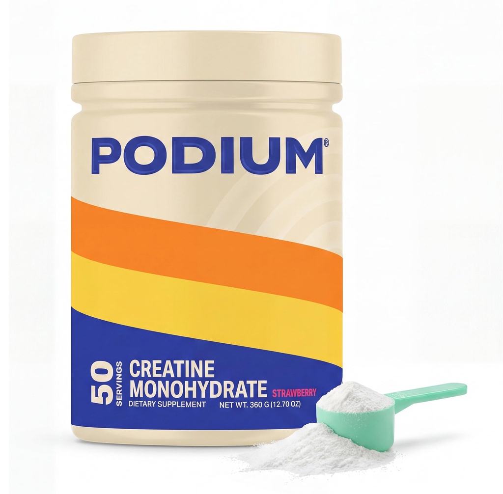 Nutrición de Podio, Solos ← Monohidrato de Creatina, 50 Servimientos, Fresa, Rendimiento Atlético Boost
