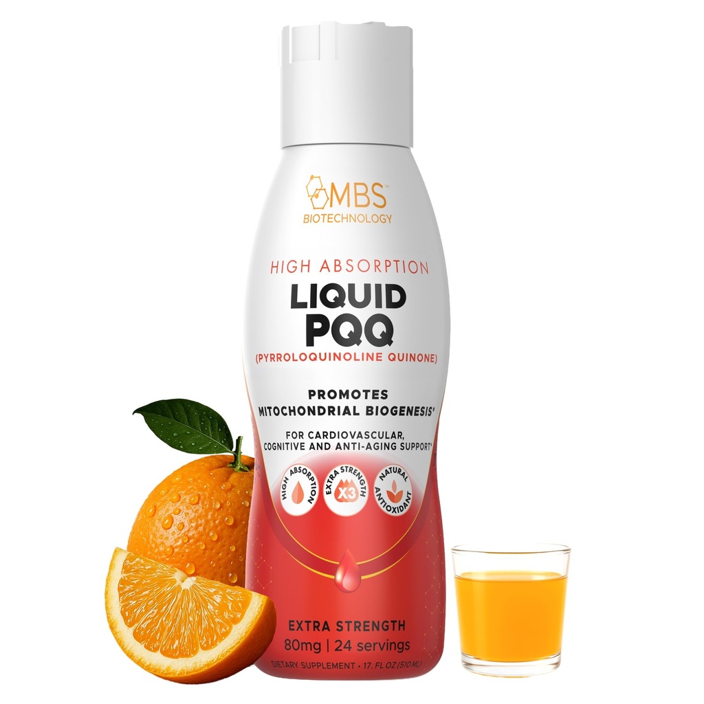 17oz 80mg PQQP líquido Superior Altamente Absorbable Pirroloquinolina Quinona para Mitocondria Energía y Antioxidantes. 24 Serviciones. Apoya la salud cardíaca y la función cognitiva.