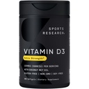 Sports Research® Vitamin D3 w/Coconut MCT Oil - High Potency Vitamin D3 5000iu (125mcg) Suplemento para Immune &amp; Bone Support - Seed Oil Free - Non-GMO - Gluten Free (360 Liquid Softgels)