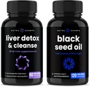 NutraChamps Liver Cleanse Detox y Black Seed Oil Capsules Bundle