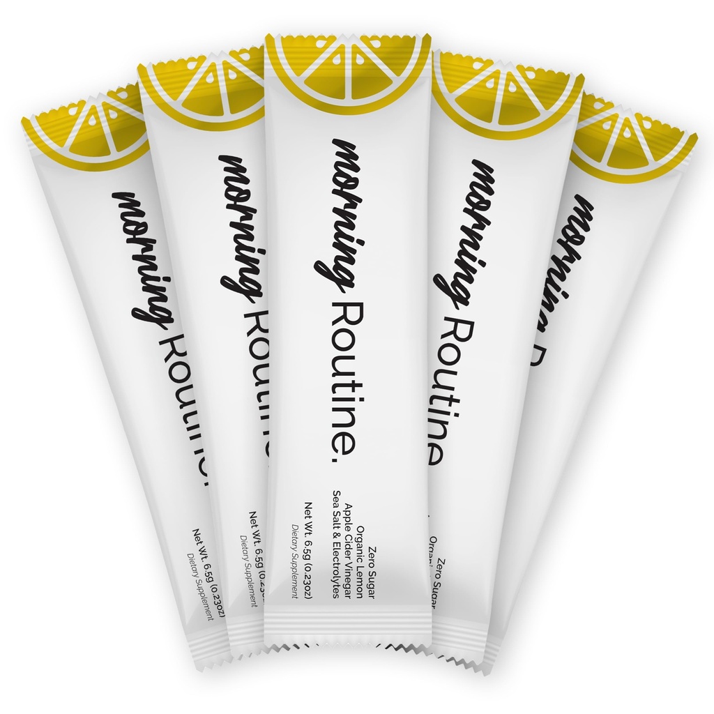 ROUTINE Morning Daily Hydration | Electrolyte Powder Packets | Lemon, Apple Cider Vinegar & Sea Salt Drink Mix | Sugar-Free, Keto & Paleo-Friendly | 3rd-Party Tested Electrolyte Drink Mix, 5 Sticks