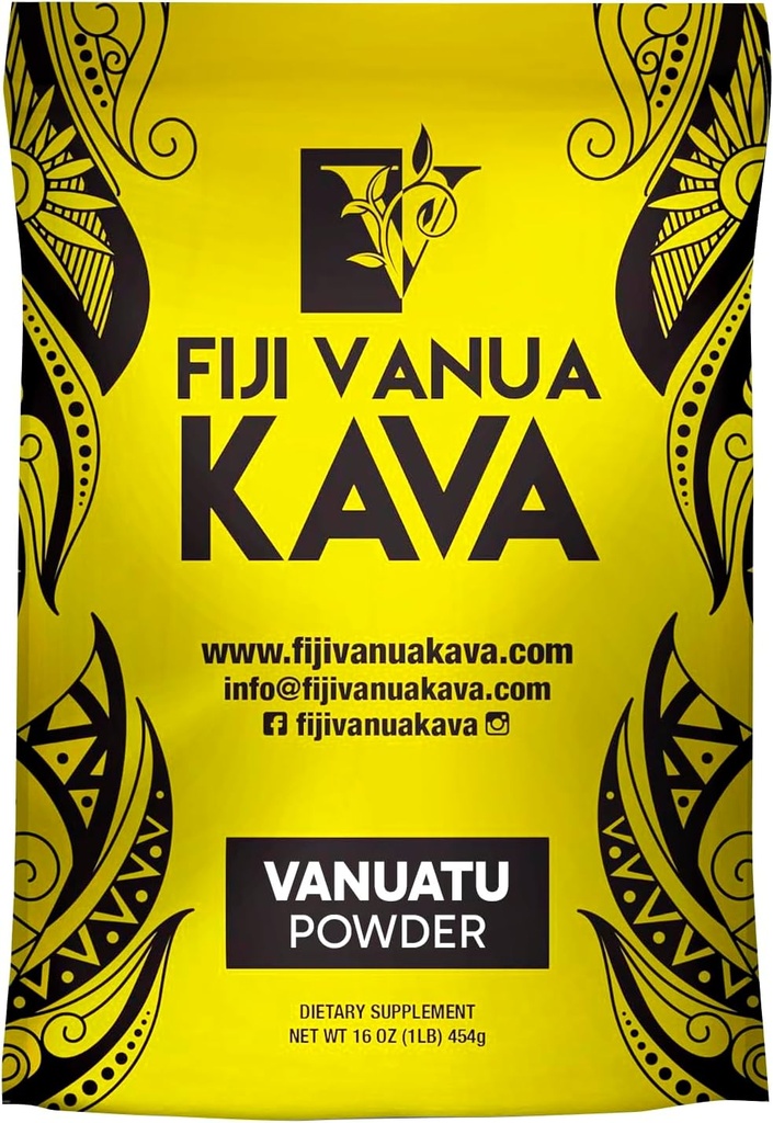 Vanuatu Powder, Kava Root Powder Made from Pure Noble Kava with Sun-Dried Lateral Roots, Premium with Kavalactones, Easy to Prepare Medium Grind Kava, 16 oz, 1 Libra