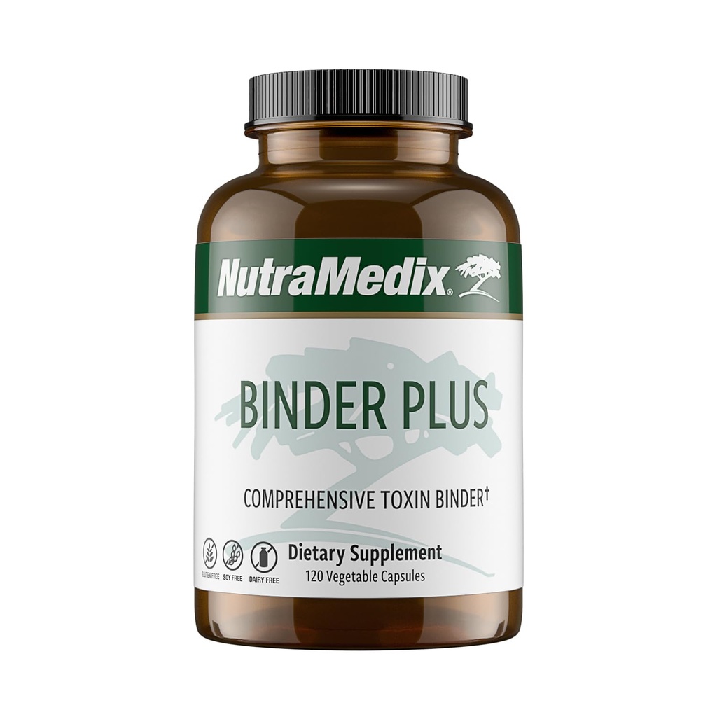 NutraMedix Binder Plus - Detoxificador Corporal Toxina Integral - Prebiótico Antioxidante Soporte + Inulina, Bentonita, Aloe Vera, Carcoal Activado, Minerales Fulvicos " Chitosan (120 cápsulas)