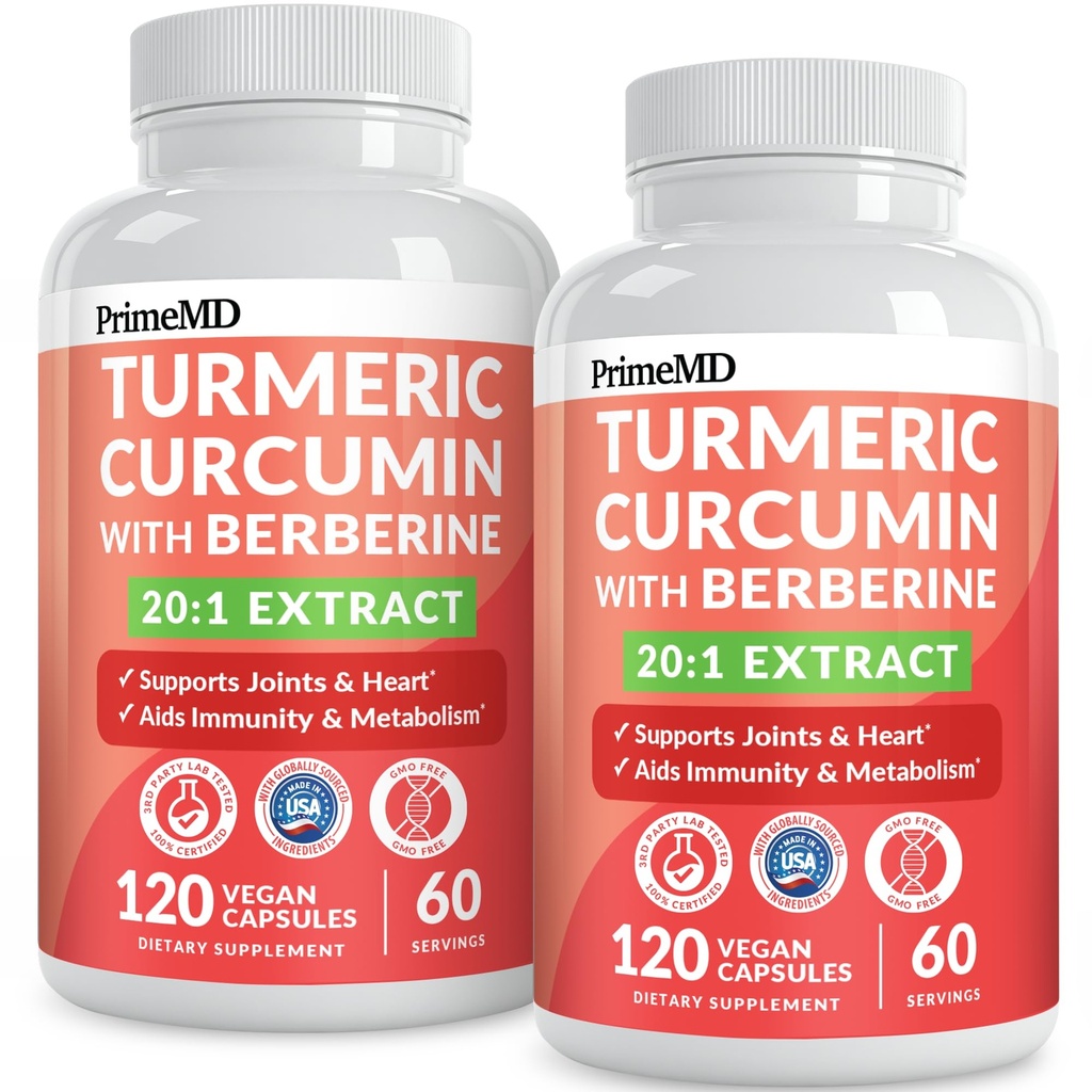 5-en-1 Suplemento de la Curcumina Turmérica Orgánica (4210mg) con Berberina, Ceilán Cinnamon Bioperina y Ginger Suplementos para Conjunto, Corazón, Gut, " Apoyo Metabólico (120 ct) (Pack of 2)