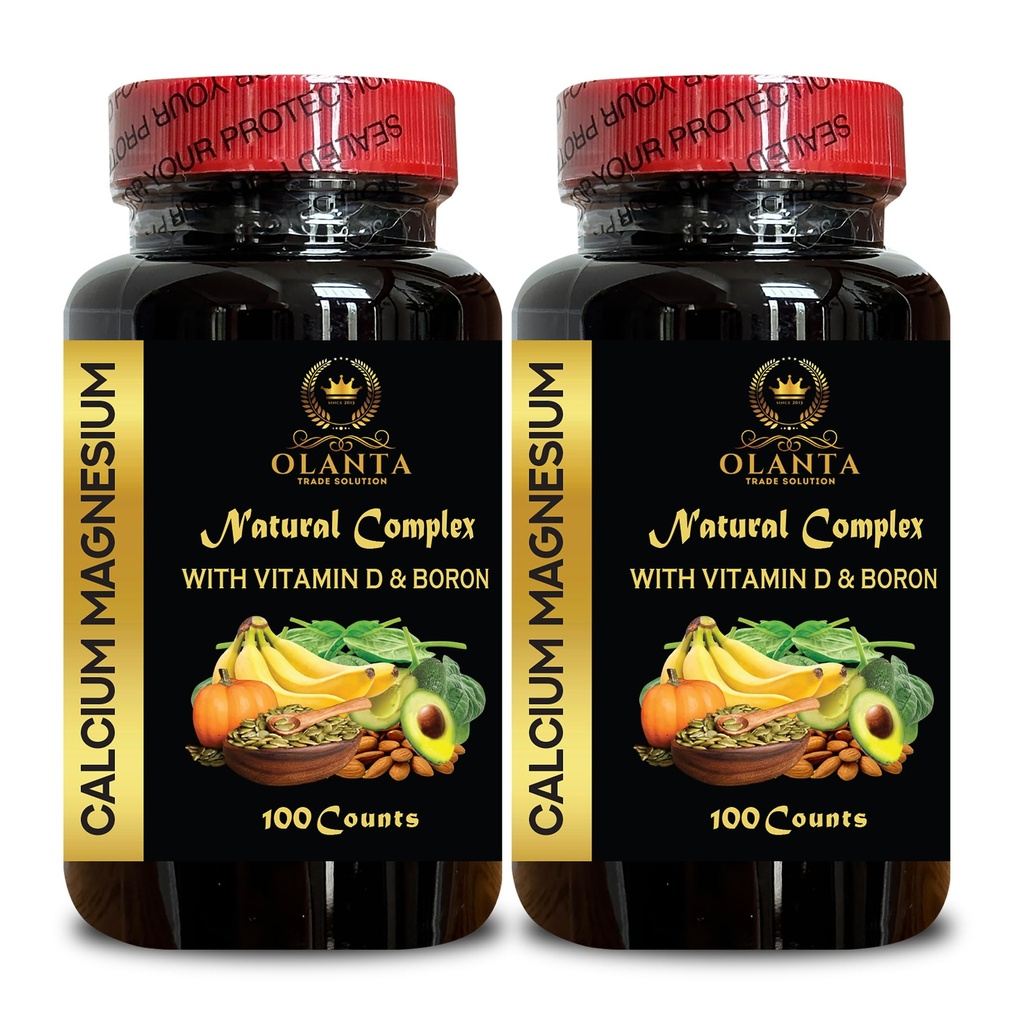 Complejo de magnesio de calcio - Magnesio de calcio " Borón, musculo " Apoyo a los nervios, múltiples minerales Blend, vitamina D3 para el hueso, citrato de manganeso, minerales para el soporte de huesos - 2 botellas 240 cápsulas