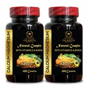 Complejo de magnesio de calcio - Magnesio de calcio " Borón, musculo " Apoyo a los nervios, múltiples minerales Blend, vitamina D3 para el hueso, citrato de manganeso, minerales para el soporte de huesos - 2 botellas 240 cápsulas