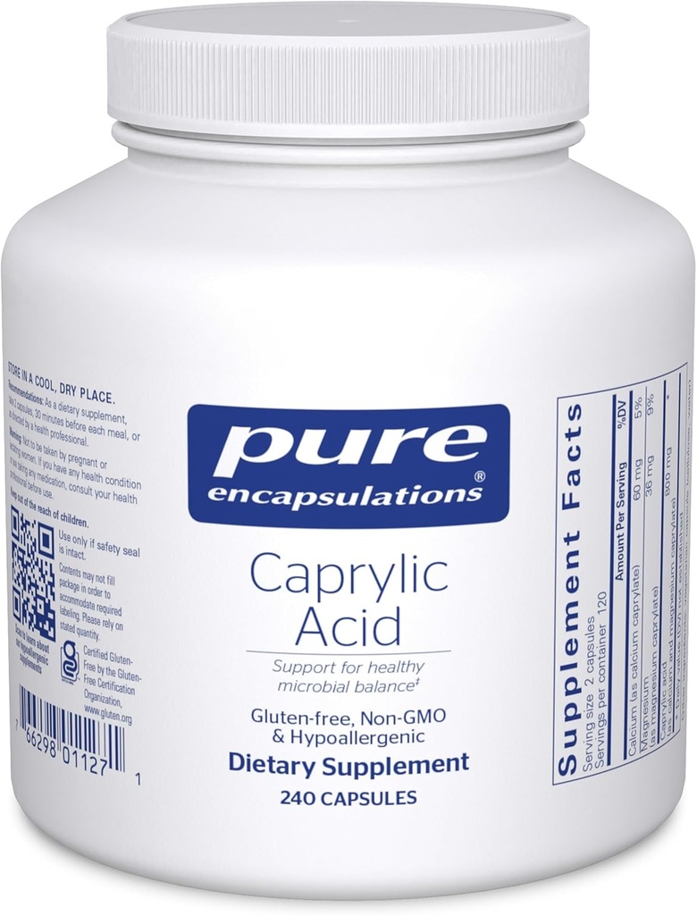 Pure Encapsulations Caprylic Acid tención Suplemento para Gut y Digestive Health, GI Balance, Gastrointestinal Support, and Intestinal Health* TEN 240 Capsules