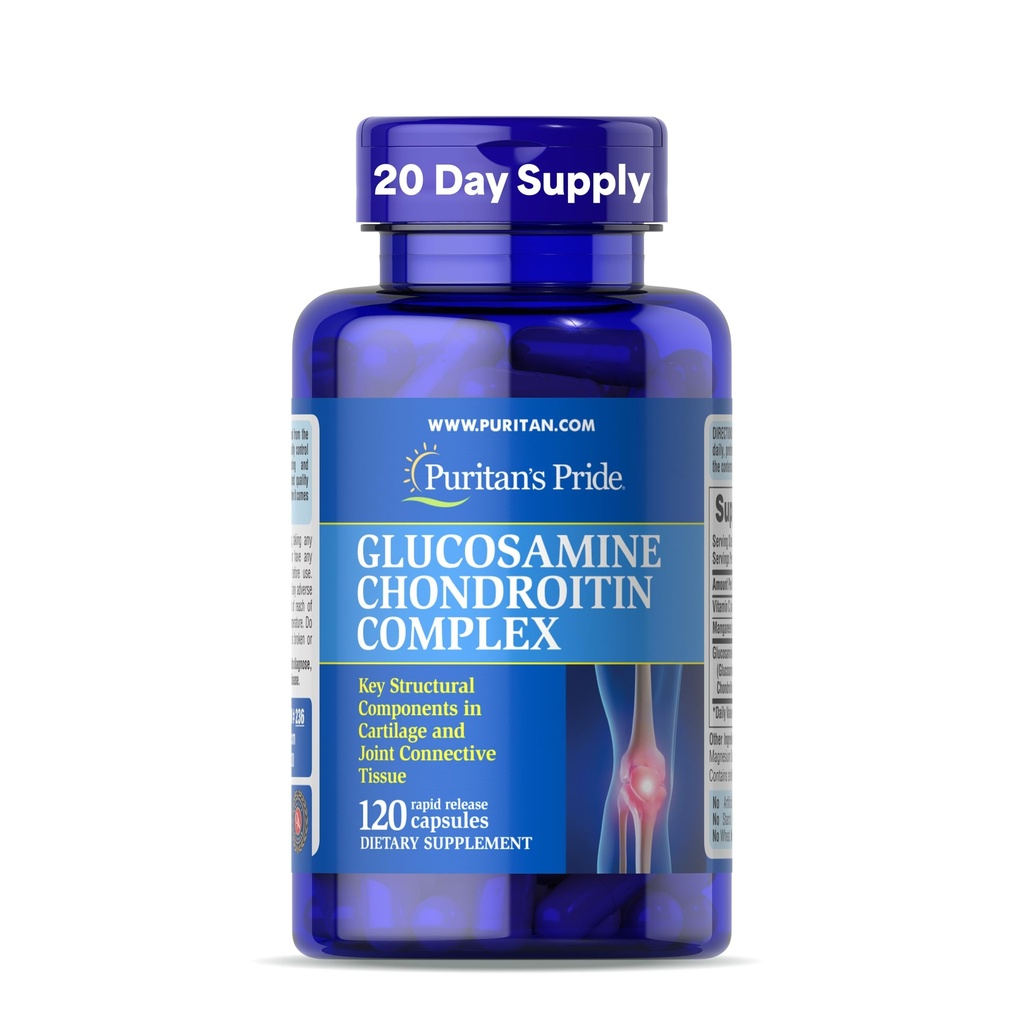Complejo de condroitina de Glucosamina Pride de Puritan para Mujeres y Hombres, Suplemento dietético para la salud conjunta, 120 cápsulas de liberación rápida