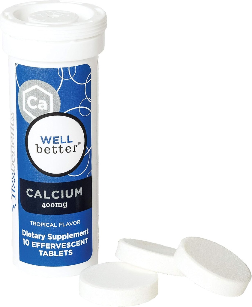 Calcium Carbonate Dissolvable Suplemento con Flavor Tropical - 400mg Tablets Release as Powder in Water - Perfect for People Struggling with Pill Swallowing (3 Tubes)