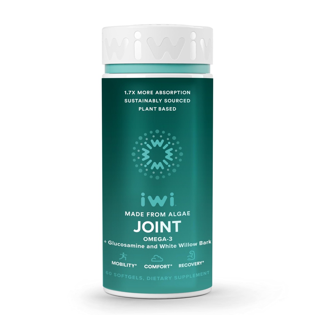 Iwi Life Joint Omega-3, 60 Softgels (30 Servings), Alga de base vegetal Omega-3 con Glucosamina, Mobility Support Suplemento dietético, Krill " Fish Oil Alternative, No Fishy Aftertaste