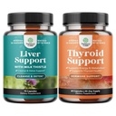 Bundle of Liver Cleanse Detox " Repair Formula and Herbal Thyroid Support Complex - with Milk Thistle Dandelion Root Turmeric and Artichoke Extract - Mood Enhancer Energy Supplement for Thyroid Health