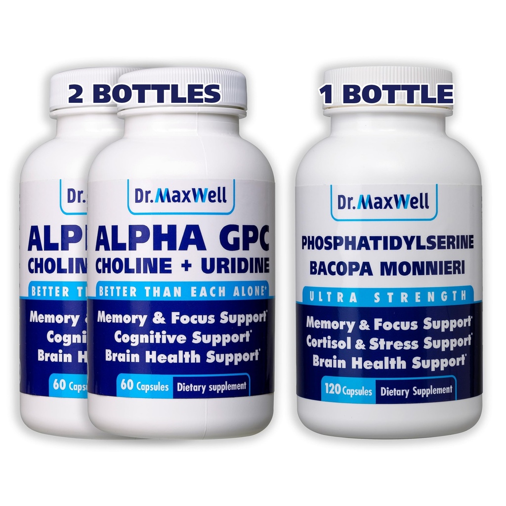 Alfa GPC & Uridine 2X 60 Capsules + Phosphatidylserine " Bacopa 1x 120 Capsules, 2 meses de suministro