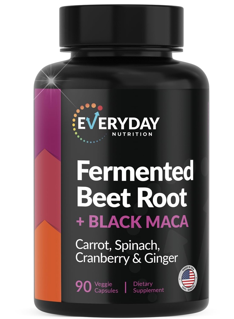 Organic Fermented Beet Root, Black Maca, Carrot, Spinach, Cranberry, Ginger ←Enhanced Global Health for Women &amp; Men TEN Made in USA ← 90 Veggie Capsules