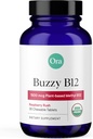 Ora Vitamina Orgánica B12 1500mcg - Metilcobalamina de base vegetal para adultos - Energía Libre de Estimulantes Naturales, Pastillas de sabor a fresa, No Añadido Azúcar - 30 Tabletas