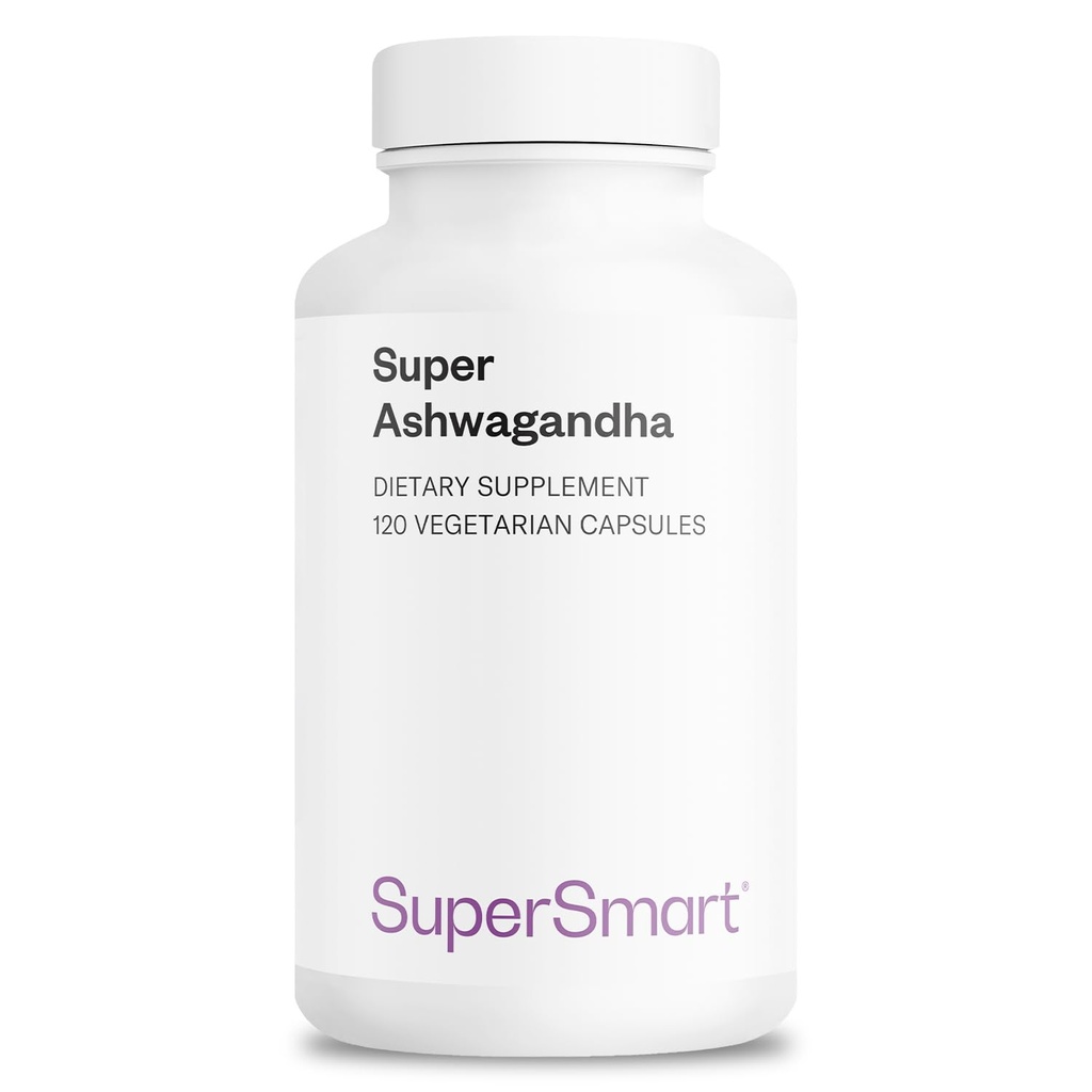 SuperSmart Super Ashwagandha 600mg por día (Patented) - KSM-66 Ashwagandha - High Potency 5% Withanolides ← Non-GMO & Gluten Free - 120 Vegetarian Capsules