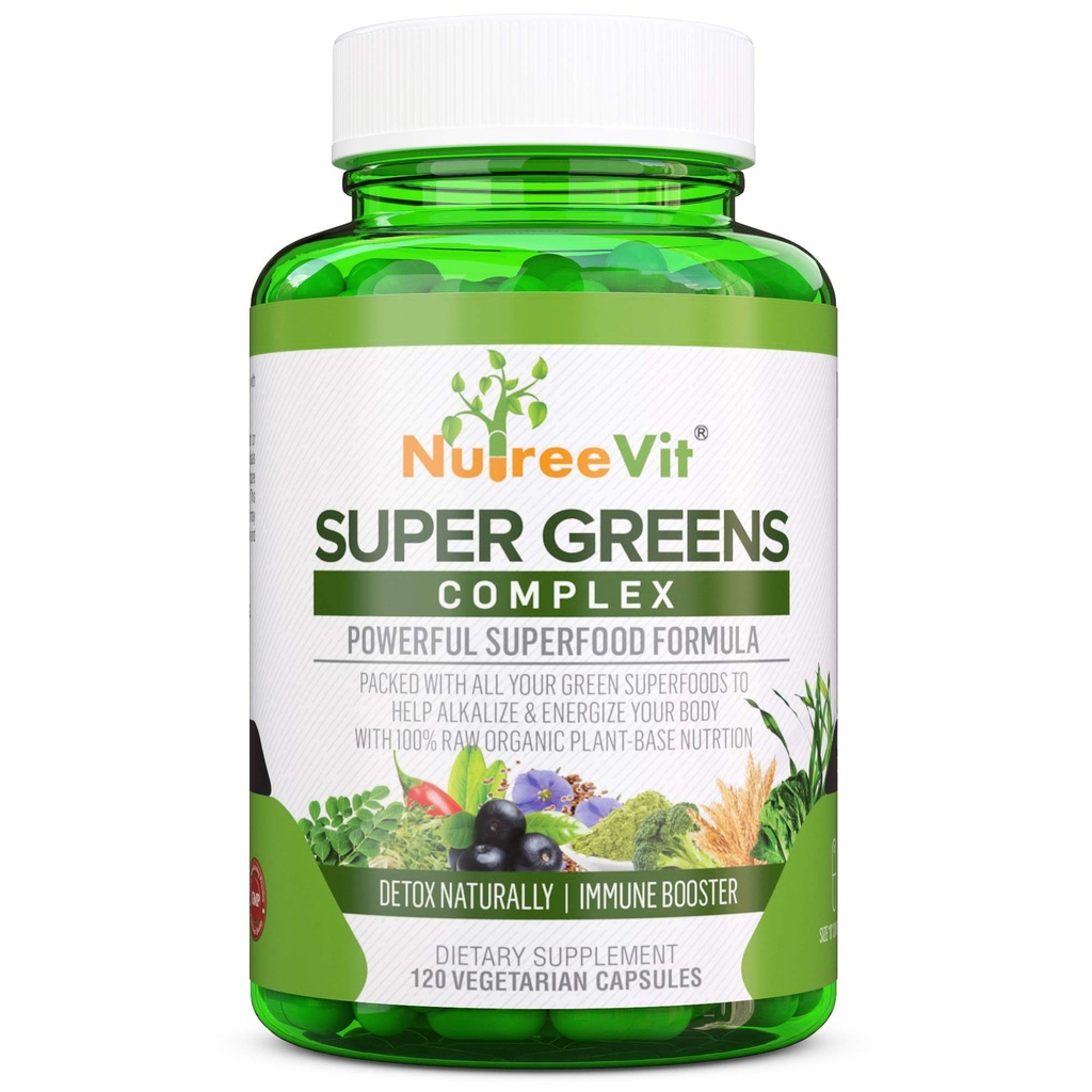 SuperGreens - Spirulina, Clorella, Wheatgrass + Más - Nutrient-Packed Green Blend