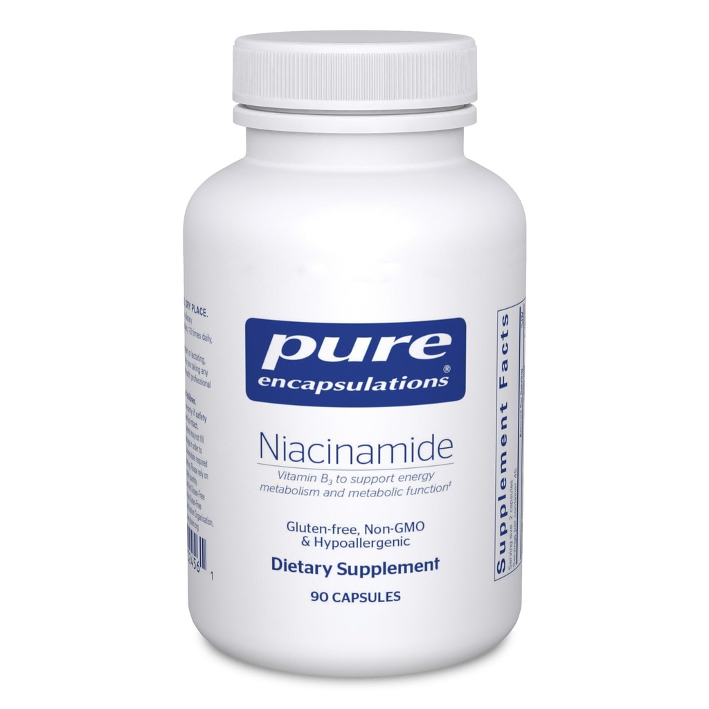 Pure Encapsulations Niacinamide ← Vitamina B3 Suplemento de Apoyo Energía Metabolismo, Movilidad Conjunta y Función Metabólica* ← 90 Capsules