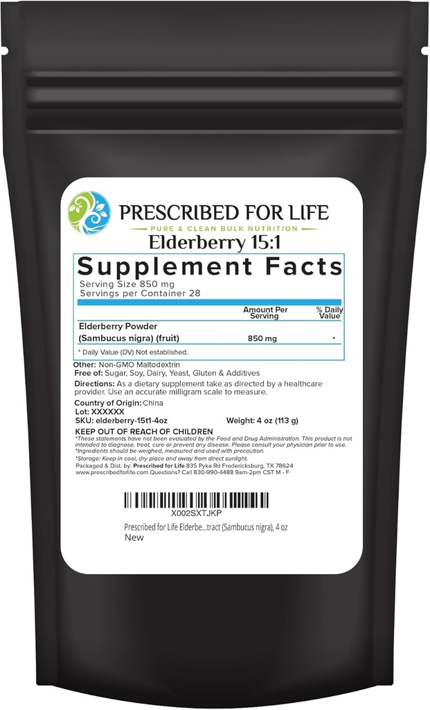 Prescrito para el polvo de arándano de la vida, arándano para adultos, alto contenido de vitamina C, lleno de fibra dietética y antioxidantes, vegano, libre de gluten, no GMO (4oz / 113g)
