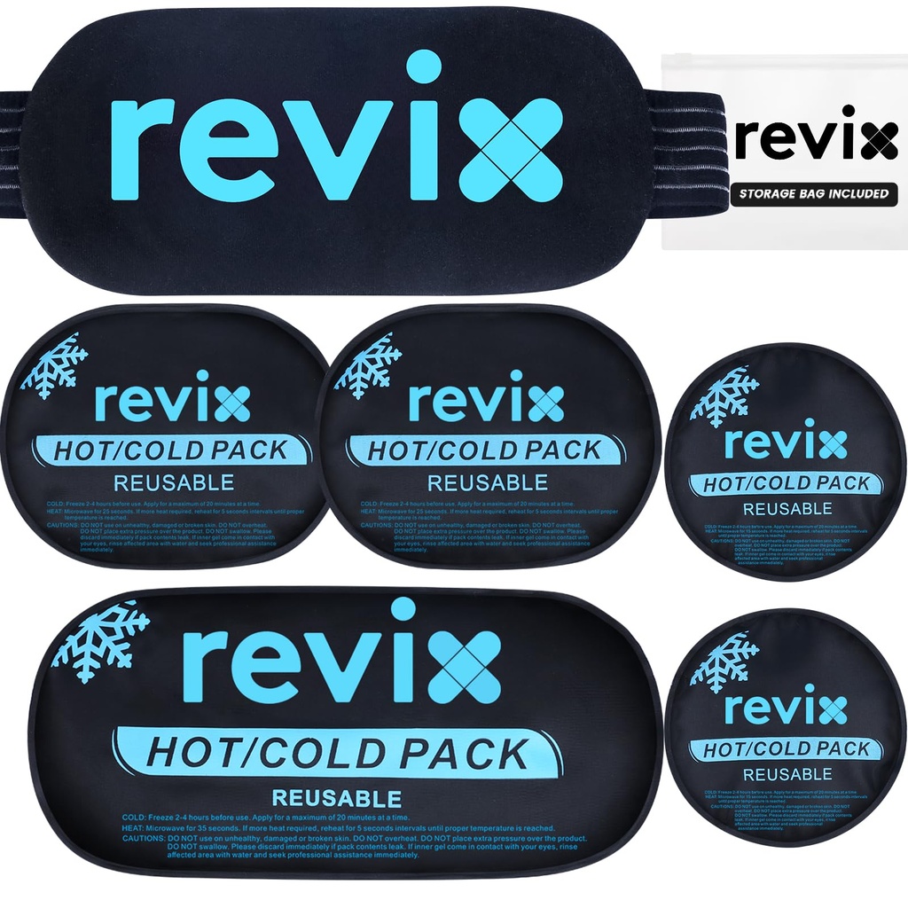 REVIX Ice Packs for Injuries, 5 Pack Hot & Cold Gel for Knee & Back