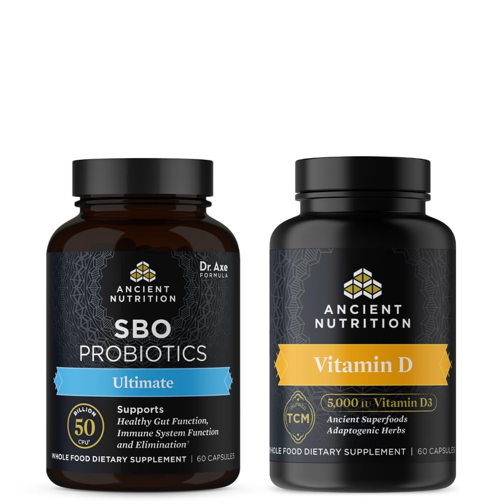 Antigua Nutrición SBO Probióticos Capsules, Ultimate, 60 Cuenta + Capsules de vitamina D, 90 Cuenta