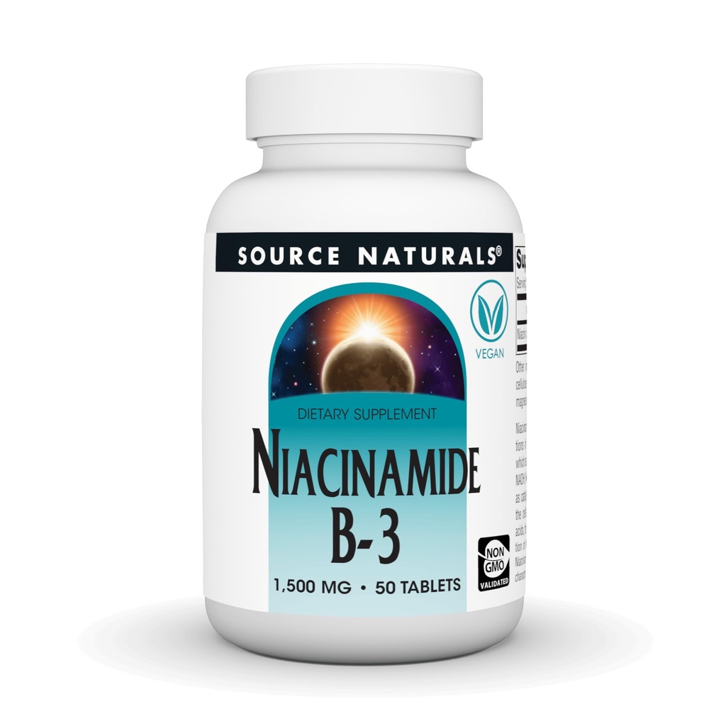 Fuente Naturales Niacinamida B-3, 1500 mg Suplemento dietético - 50 Tablas