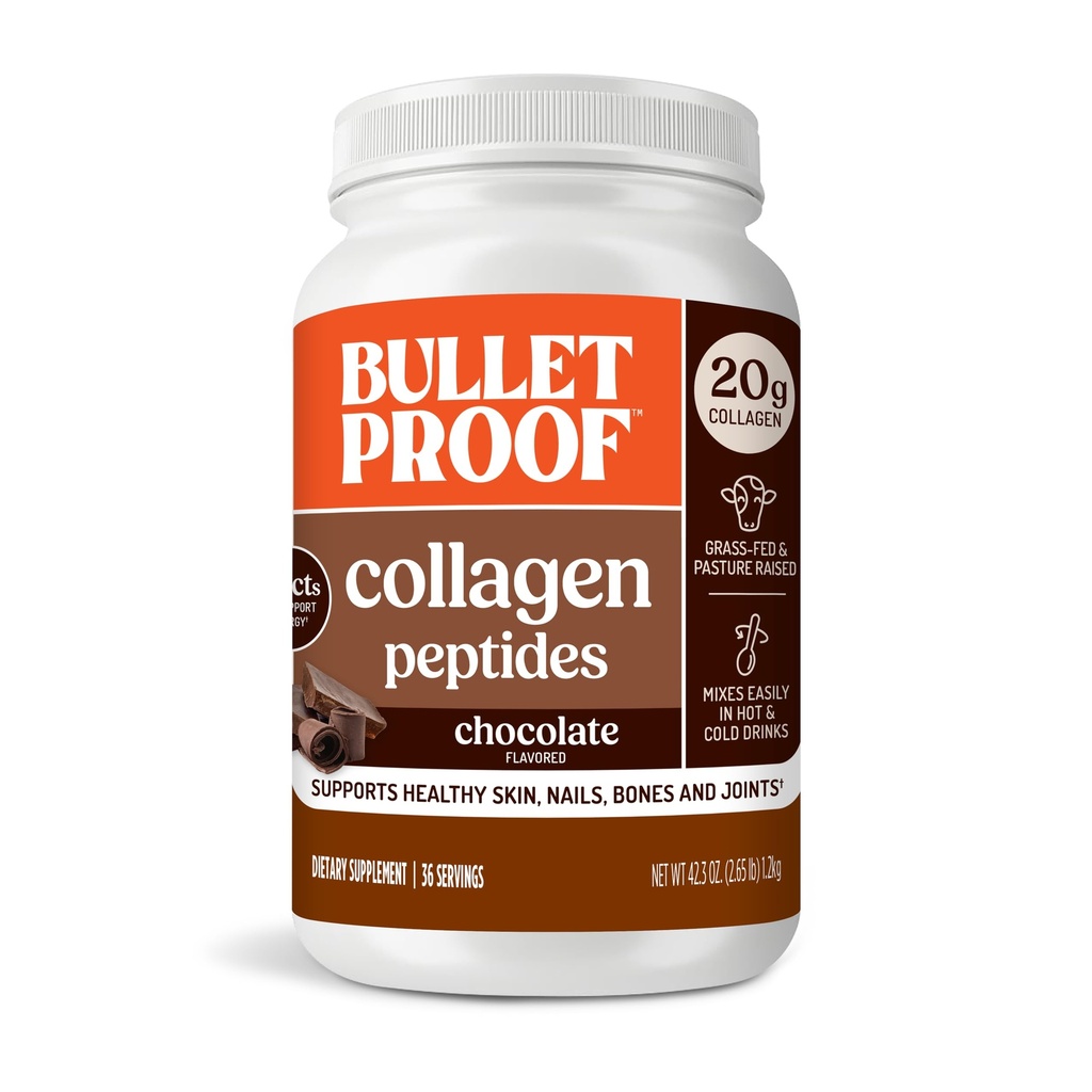 Colágeno de chocolate impermeable con aceite MCT, 19g Proteína, 42.3 Oz, Tamaño del valor, péptidos de colágeno y ácidos aminoácidos para la piel sana, huesos y juntas