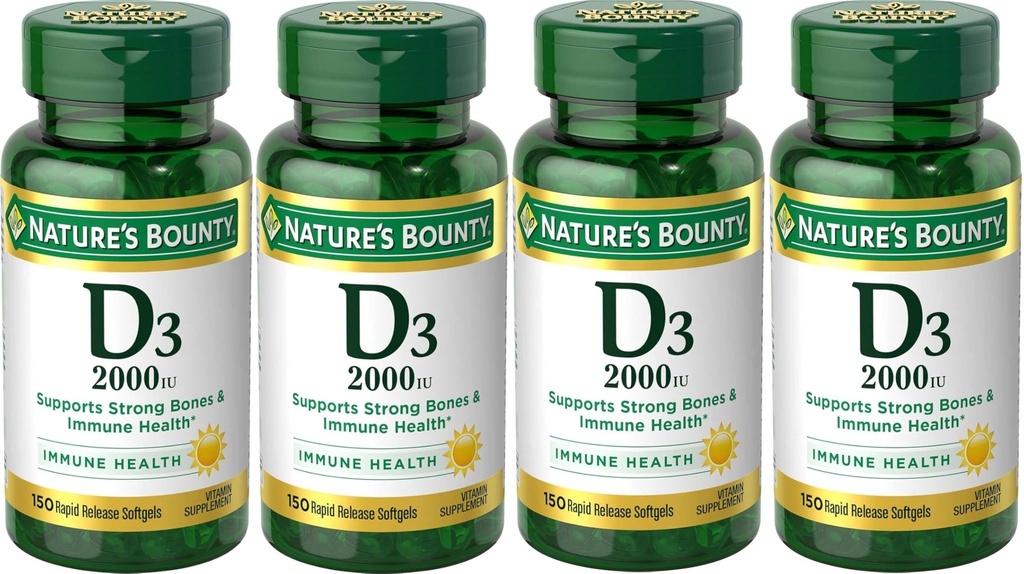 Bounty Vitamina D3 2000 UI Softgels 150 ea (Pack of 4)