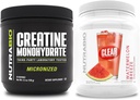 NutraBio Creatine Monohydrate, Unflavored, (150 g) y Clear Whey Protein Isolate, (Watermelon Breeze) Suplemento Bundle – Muscle Energy, Maximum Growth, Recovery, and Strength