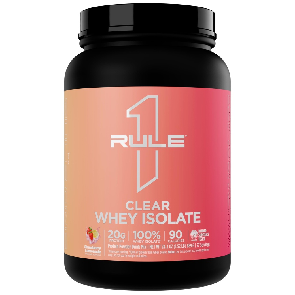 Regla 1 Borrar el aislamiento Whey - 20g Proteína de aislamiento completo, más de 9g EAAs, 300 mg de minerales electrolitos, 90 calorías, luz, crisis y sabor refrescante (27 piezas, limonada de frambuesa)