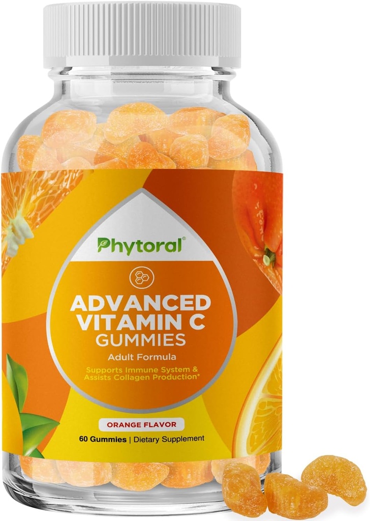 Fitoral Vitamina Natural Gummies para Adultos - High Potency Vitamin C Immune Support Gummies - Ascorbic Acid Chewable Booster para adultos con potentes vitaminas cerebrales Suplementos