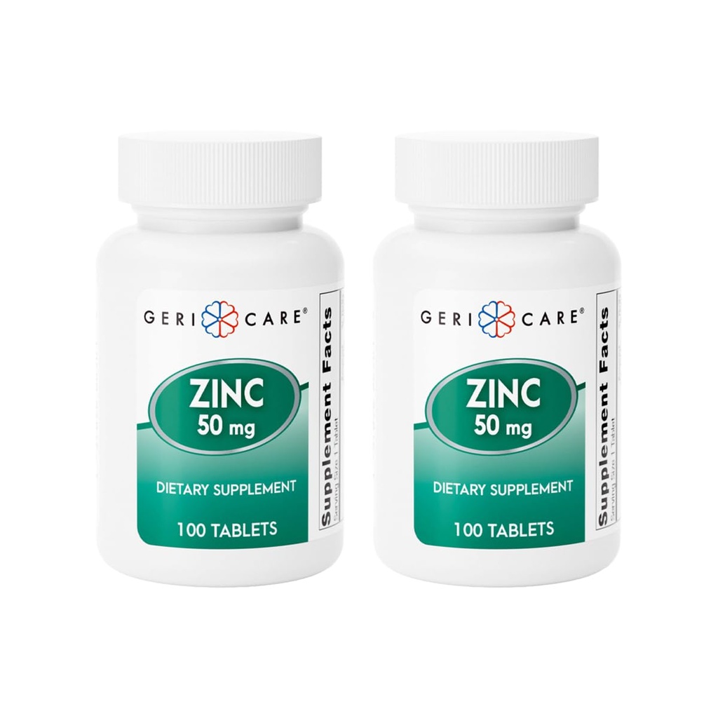 Sulfato de zinc Tablets 50mg por Geri-Care ← Suplemento dietético Silencio 100 Conde Bottle, 2-Pack