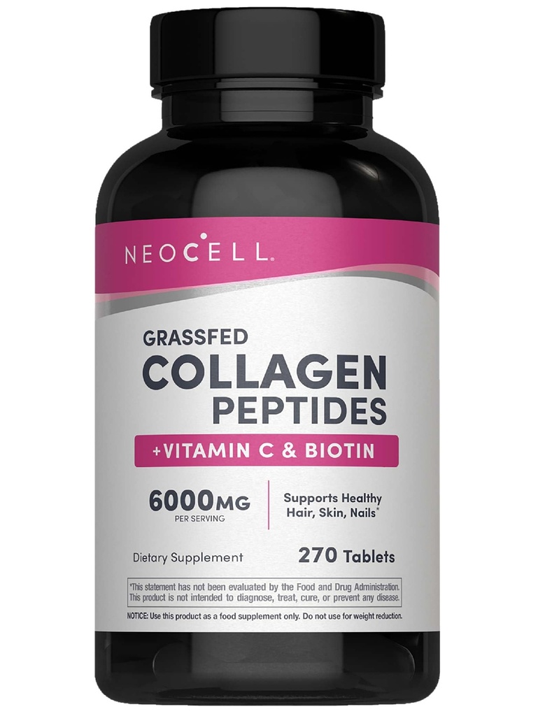 NeoCell Super Collagen Con Vitamina C y Biotina, Skin, Hair and Nails Suplemento, Incluye Antioxidantes, Tablet, 270 Conde, 1 Botella