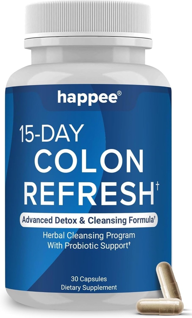 Happee Colon Cleanser " Detox for Weight Loss Support - 15 Day Colon Cleanse Pills " Gut Support Probiotics Men Women - Fast Natural Laxatives Constipation Relief