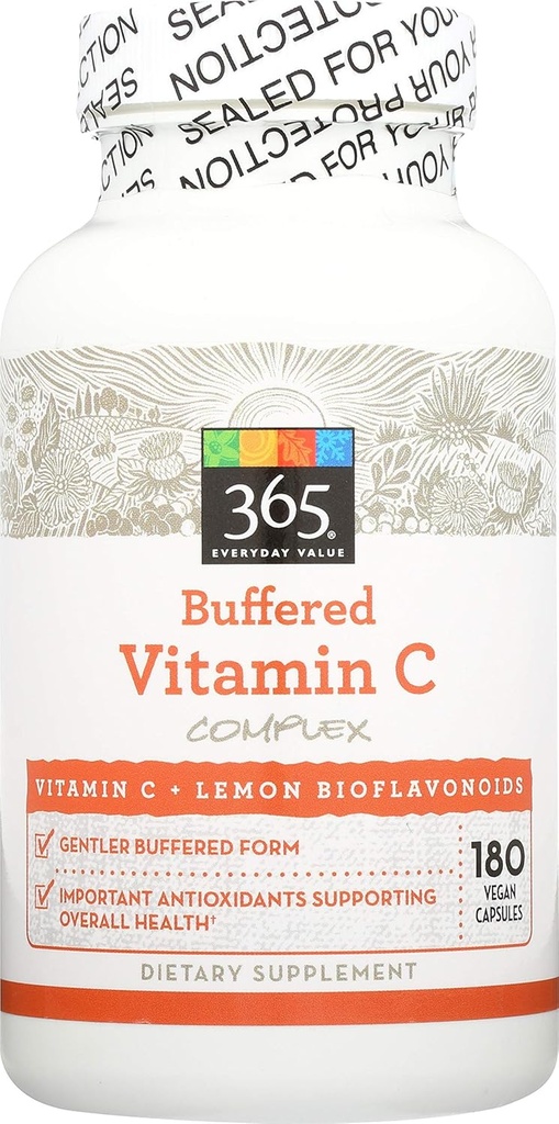 365 por Whole Foods Market, Buffered Vitamin C con Bioflavonoids 500mg, 180 Cuenta