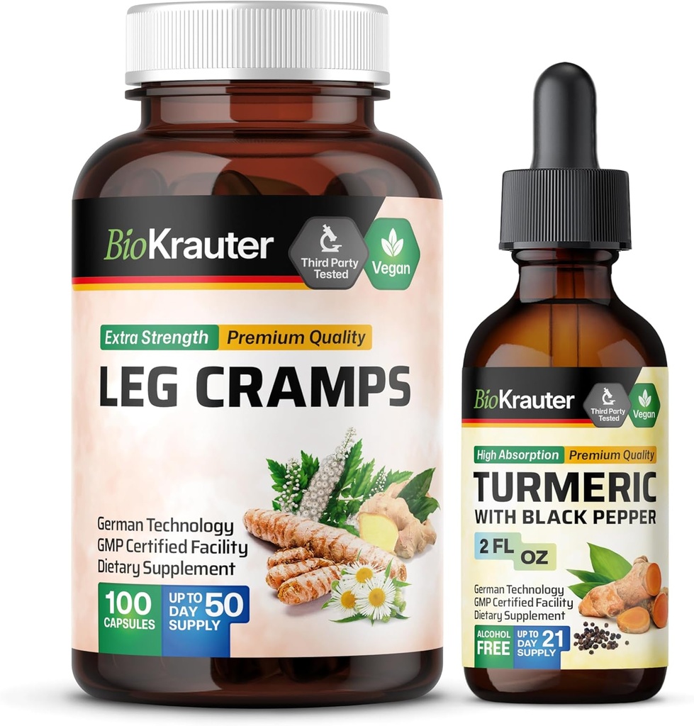 Leg Cramps 100 capsules " Turmeric Tincture 2 Fl. Oz.