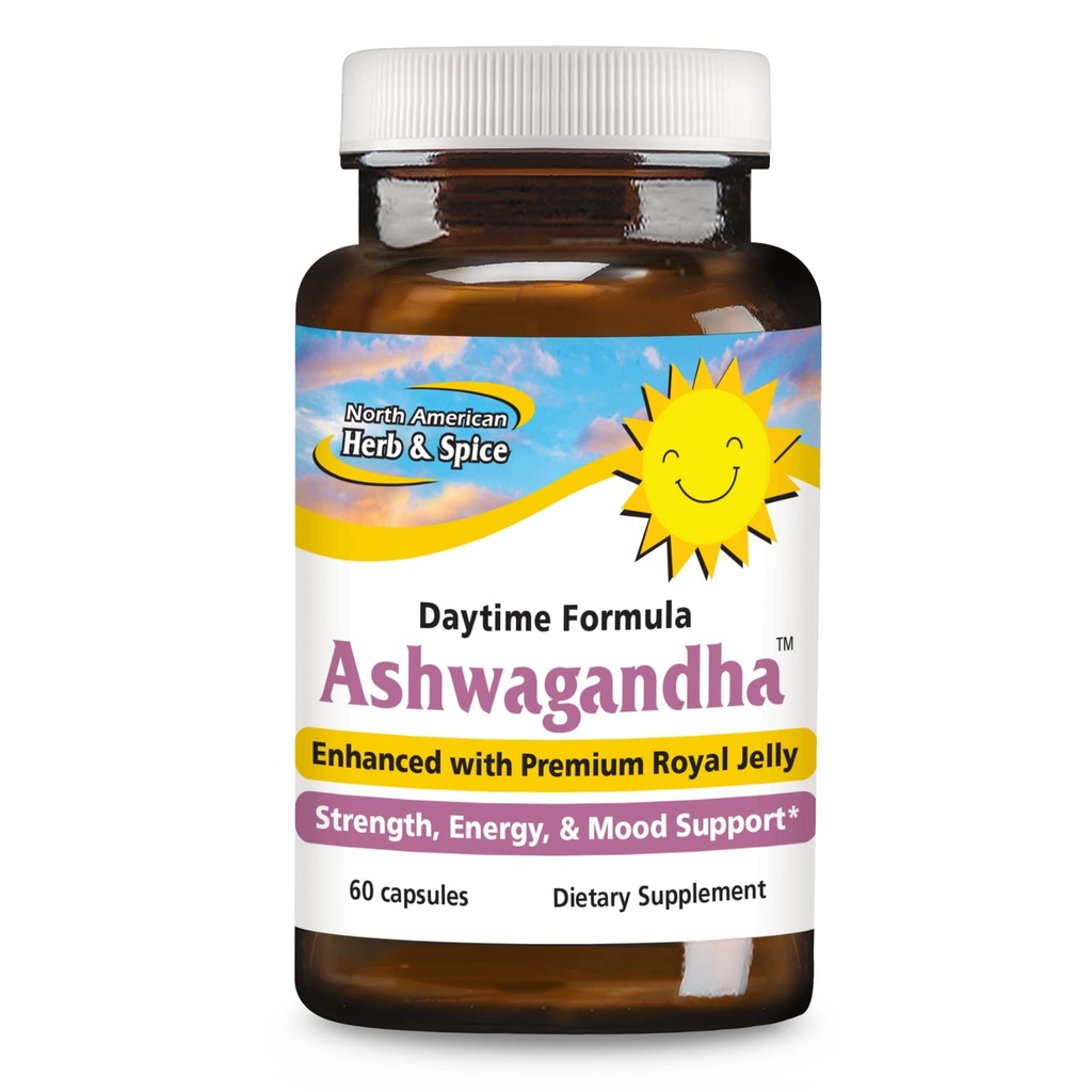 NORTH AMERICAN HERB & SPICE Ashwagandha - 60 Capsules - Enhanced with Premium Royal Jelly - Strength & Energy - Non-GMO - 30 Servings