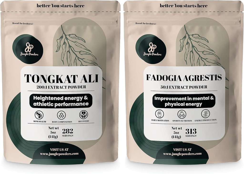 Tongkat Ali Powder para Hombre 200:1 Extracto, Fadogia Agrestis Extracto Polvo para Hombre 50:1 Concentración 5oz Suplemento