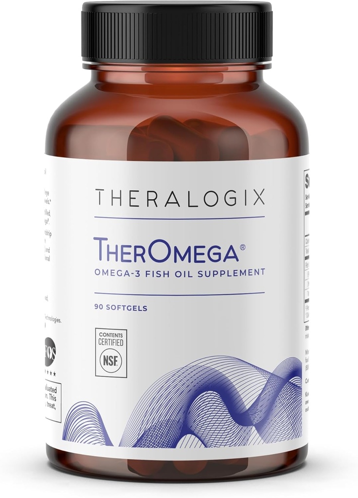 Theralogix TherOmega Omega-3 Fish Oil Supplement - Supports Heart, Brain, Immune & Joint Health* - 700 mg DHA & EPA de Wild Alaska Pollock - Sosteniblemente Fuented - NSF certificado - 90 Softgels