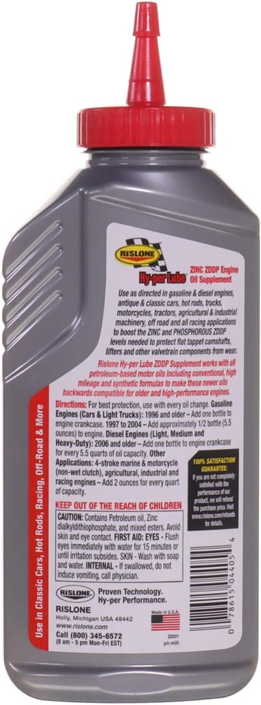 Rislone Hy-per Lube Zinc ZDDP Suplemento - 11 oz. (Pack of 2)