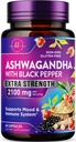 Ashwagandha 2,100 mg - Suplementos de Ashwagandha para mujeres en cápsulas de verduras con extracto de raíz de polvo, cobre negro para alta absorción, planta base, no GMO, embotellado en los EE.UU. - 60 cápsulas de verduras
