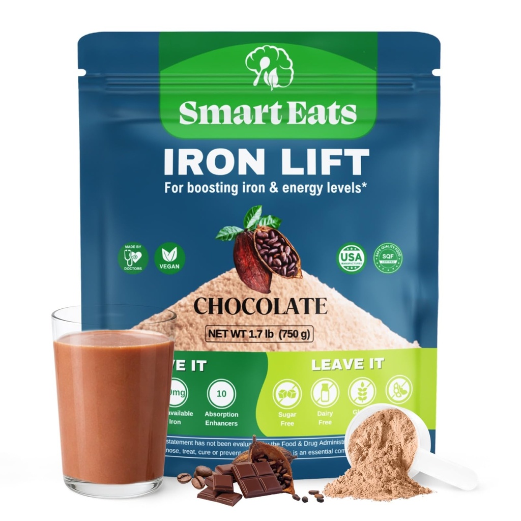 Comidas inteligentes - Polvo de hierro TENIDO Altamente Absorbed ANTE Evita los efectos secundarios ← Nutrición completa: Proteína, vitaminas, fibra, antioxidantes tóxico hace bebidas sabrosas " Shakes TEN Vegan ANTE Chocolate Flavor ANTE 30 Scoops